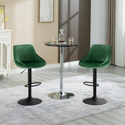 Woltu Barhocker Barstuhl mit Fußstütze Höhenverstellbar Drehbar Samt 2er Set