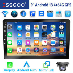 4+64G Autoradio 9'' 2 DIN Android 13 Carplay GPS Navi Bluetooth RDS WIFI USB Kam