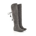 Damen Overknees Stiefel Wildleder-Optik Boots Langschaftstiefel Schuhe GR 35-43