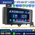 Autoradio GPS Navi CarPlay 9"Android 13 +KAM DAB+ Für Smart Fortwo 451 2010-2015