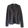 Comma Strickjacke Damen Gr. 36 S Pailletten Mohair Made in Italy grau Cardigan