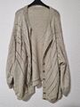 Strickjacke Damen Strick beige langarm Lochmuster Gr. 54/56