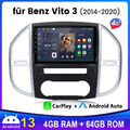 Für Mercedes Benz Vito W447 2014-2020 Autoradio Navi Android13 CarPlay 4+64G SWC