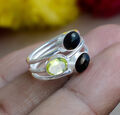 Schwarzer Onyx Peridot Edelstein Schmuck Ring 925 Sterling Silber Handarbeit ...