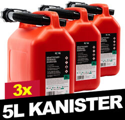 3x 5L BENZINKANISTER RESERVEKANISTER  AUSGIEßER KRAFTSTOFF DIESEL KANISTER ROT