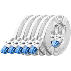 5x 0,25m CAT6 Patchkabel Flachkabel RJ45 LAN DSL Ethernet Netzwerkkabel Weiß