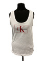 Calvin Klein Jeans Tank-Top Weiß Gr. L Damen Logo Print Baumwolle 21752