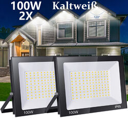 2X 100W LED Fluter Flutlicht Strahler Scheinwerfer Baustrahler Außen Lampe DHL