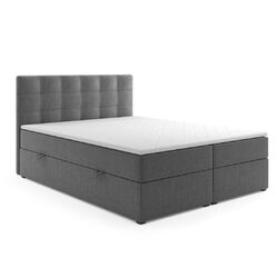 Boxspringbett ROM mit Bettkasten 140 x 200 cm Webstoff Anthrazit Bett Bettkasten