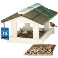 KOTARBAU® Vogelhaus Vogelfutterhaus zum Aufhängen Weiß + 0,5 kg Futter Gratis