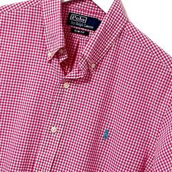 Herren Polo Ralph Lauren Rosa Weiß Gingham Slim Fit Langarm Hemd M Medium