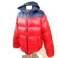 Tommy Jeans Herren Kapuzen Steppjacke Gr. L Rot Blau Hilfiger Polyester Winter