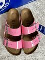 Birkenstock Arizona Sandale Patent Candy Pink schwarz rosa Leder Lack 37 NEU