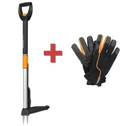 Fiskars Unkrautstecher SmartFit + Arbeitshandschuhe Gartenhandschuhe Fiskars Set