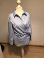 Zara Bluse Shirt Tunika Gr. S 36 38 Hellblau Business Hemd Schleife Neu