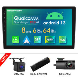 DAB+CAM+DVR+10.1" Android 13 8Kern 6GB+64GB Autoradio 2 DIN GPS NAVI CarPlay DSP