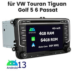 Android 13 Autoradio CarPlay GPS Navi Für VW Škoda SEAT 8 Kern 4+64GB DAB+ BT FM