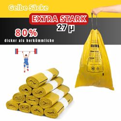 NEU extra starker Gelber Sack, Gelbe Säcke, 90 Liter, 27µ (die stärksten!)EXTRA REIßFEST ✅ DIE STÄRKSTEN AUF DEM MARKT✅