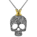 Totenkopf Halskette floral mit Krone gold silber Emo Hip Hop Gothic Edelstahl