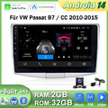 10.1" 2+32G Android 14 Autoradio Carplay Kam GPS Navi für VW Passat B7 2010-2015