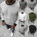 Sweatshirt Langarmshirt Rundhals Pullover Classic Unifarben Basic Herren OZONEE