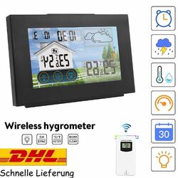 Wetterstation Funk-Mit Farbdisplay Thermometer Innen-Außensensor Digitale Wecker