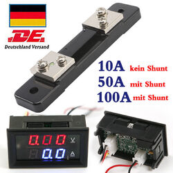DC 100V 10/50/100A Voltmeter Ammeter Dual LED Digital Volt Amp Meter Gauge 3 Bit