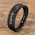 ✓ WSESTO Armband "Kreuz" Schwarz Echtes Leder Edelstahl Magnet Männer Herren