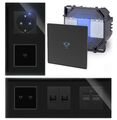 Krone Touch Lichtschalter Glas Steckdose Wechselschalter USB Schwarz Luxus-Time