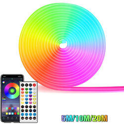 Neon LED Strip Streifen RGB Flex Schlauch diffus Lichtband Dimmbar APP 5M-20M