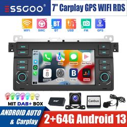 2+64G Android 14 Autoradio DAB+ GPS Carplay Kamera für 3er BMW E46 318 320d 325i