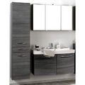 Badezimmer Waschplatz Set Eiche Waschtisch Spiegelschrank Badmöbel Hochschrank