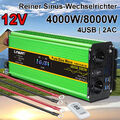 4000W 8000W Wechselrichter Spannungswandler Konverter 12V zu 230V Reiner Sinus