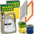 MANN INSPEKTIONSPAKET+5L ORIGINAL 0W-20 ÖL passend für OPEL ADAM 1.0 / 90+115 PS