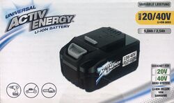 ACTIV ENERGY 20/40 V 5,0Ah / 2,5 Ah Li-Ion Akku für Ferrex Geräte Ladezustandsan