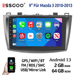 Für Mazda 3 2010-2013 9" Autoradio Android 13 64G Carplay GPS Navi BT FM RDS SWC