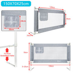 Bettschutzgitter 150 /180 /200cm Babybettgitter Bettgitter Zum Vertikalen Heben