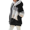 Damen Flauschiger Teddy Fleece Mantel Jacke Kapuzenjacke Kapuze Wintermantel DK