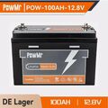 PowMr LiFePO4 Akku 12V 100Ah Lithium Batterie 100A BMS für Solar Wohnmobil Boot