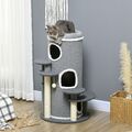 PawHut Katzen Kratzbaum 99 cm Kratztonne Katzenbaum mit Katzenbett, Spielball