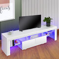 TV Lowboard mit LED Beleuchtung Hängeboard Schrank Sideboard Weiß 160*36*45CM DE