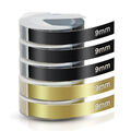 5x Schwarz & Gold 3D Schriftband Ersatz Dymo Omega Prägeband Embossing Tape 9mm