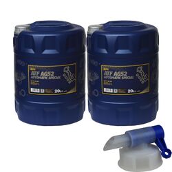 2x 20 Liter MANNOL Automatikgetriebeöl ATF AG52 Automatic Special + Auslaufhahn