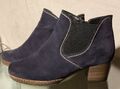 Gabor Damen Stiefelette mit Blockabsatz  Wildleder blau (Ozean) Größe 39