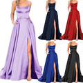 Damen Abendkleid Neckholder Spaghetti Lange Ballkleider Rückenfrei æ
