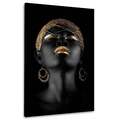 Afrikanische Frau Face Art mit goldenen Akzenten Wandbild Leinwandbild Wanddeko