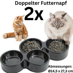 Katzennapf Hundenapf Doppelnapf Futternapf Fressnapf Futterstation Ø 14,5 cm 2x