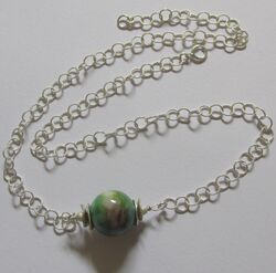 multi color marmorierte Jade Kette 925 Sterlingsilber Collier Marmor 14 mm Kugel