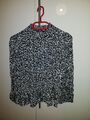 Zara Langarm Bluse Mit Raffung Leo Muster Gesmokte Bluse Turtleneck Peplum Gr. M