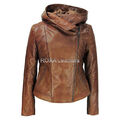 SEXY Damen-Jacke aus echtem Lammfell aus 100 % Leder Biker stilvoller...